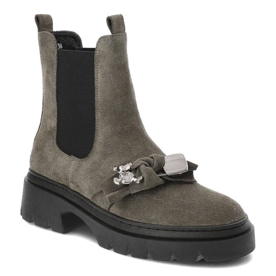 Zdjęcie produktu Zielone Botki Karino Modne Buty Damskie