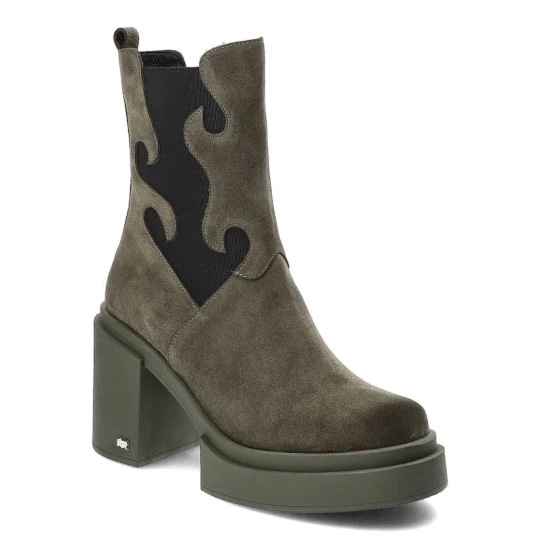 Zdjęcie produktu Zielone Botki Karino Modne Buty Na Obcasie