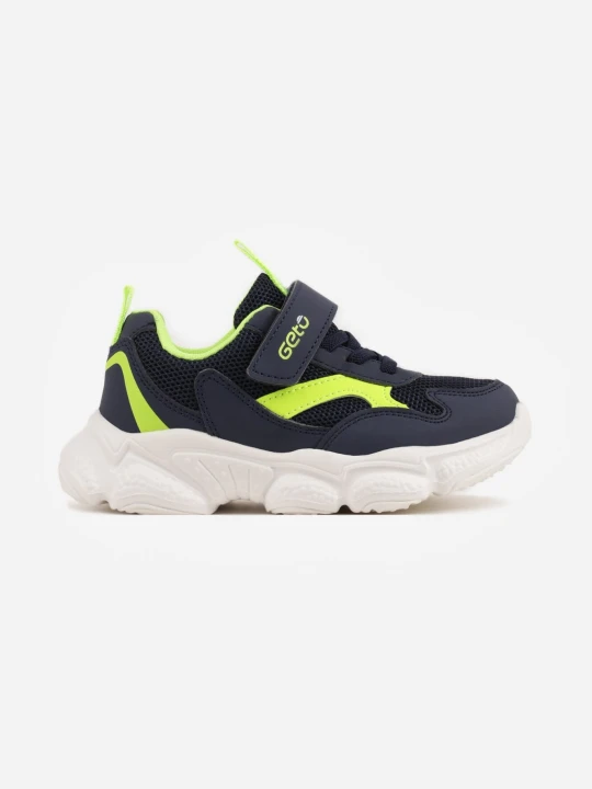 Zdjęcie produktu Zielone Buty Sportowe Sneakersy na Tłoczonej Podeszwie ze Skórzaną Wkładką Deselis Gelteo