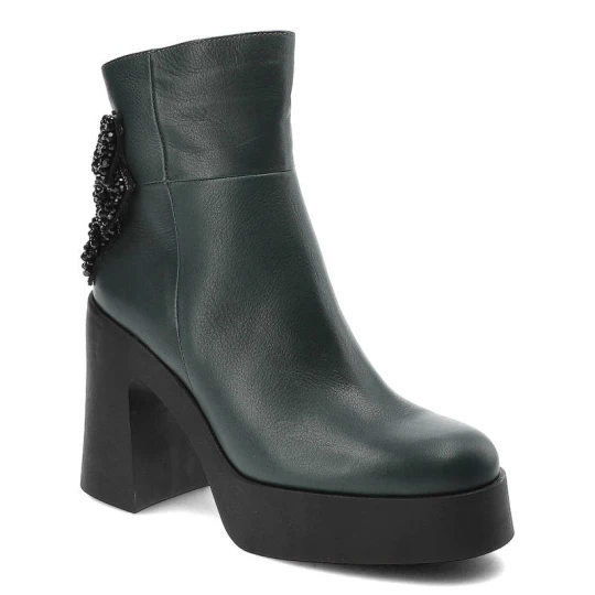 Zdjęcie produktu Zielone Damskie Botki Armodo Obuwie Z Elegancką Kokardą