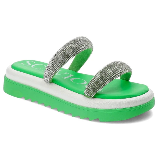 Zdjęcie produktu Zielone Klapki Sca'Viola Eleganckie Obuwie Damskie Z Cyrkoniami