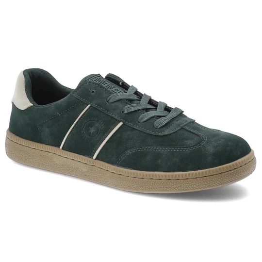 Zdjęcie produktu Sneakersy unisex Big Star, płaskie ze skóry ekologicznej z okrągłym noskiem i sznurowane, zielone, SS174076