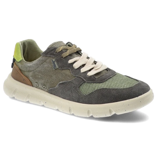 Zdjęcie produktu Sneakersy męskie Jeep, na platformie materiałowe sznurowane codzienne i sportowe, militarne, JM51004A-020 zielony