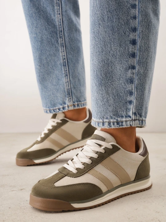 Zdjęcie produktu Zielone Sneakersy z Dwoma Paskami Evilirea Gowin
