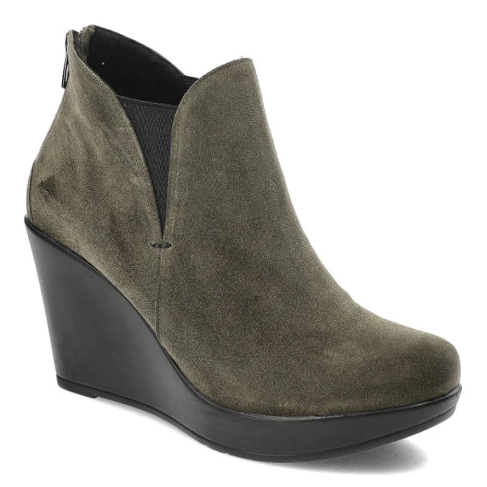 Zdjęcie produktu Zielone Stylowe Botki Karino Damskie Buty Na Koturnie