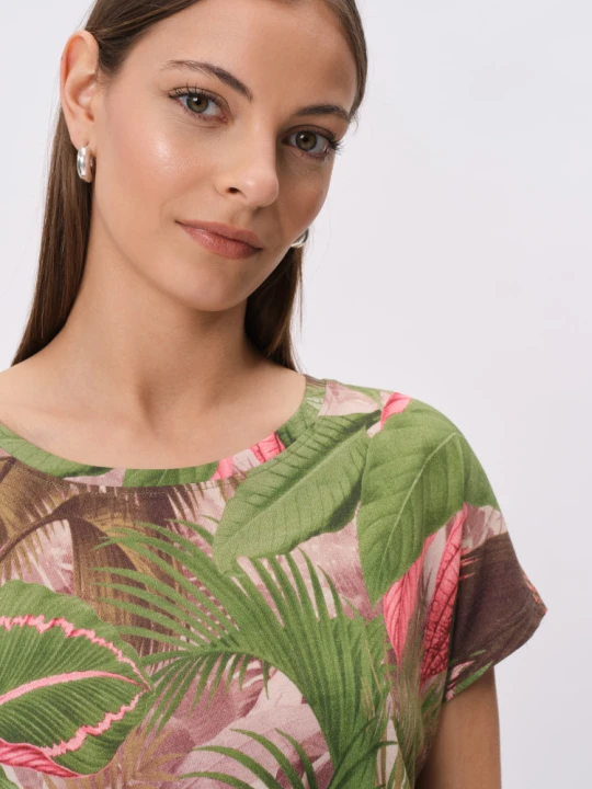 Zdjęcie produktu Zielony top z nadrukiem tropic Greenpoint