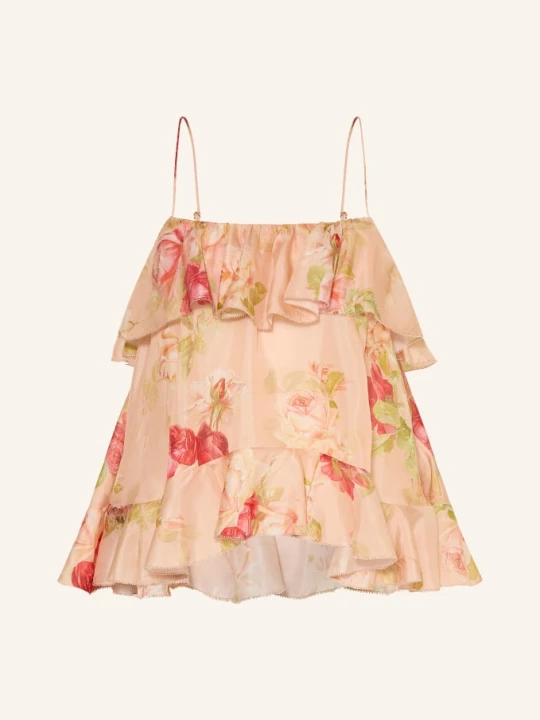 Zdjęcie produktu Zimmermann Jedwabny Top Roselight Z Falbanami I Volanami rosa różowy