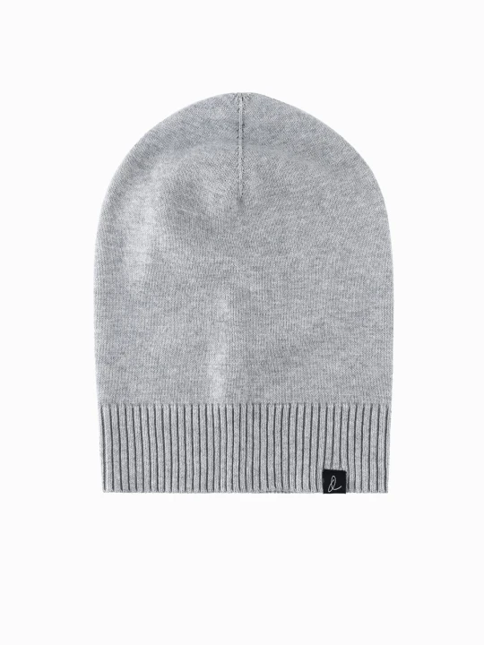 Zdjęcie produktu Zimowa czapka męska beanie z bawełnianej dzianiny – szary melanż V5 Ombre Clothing