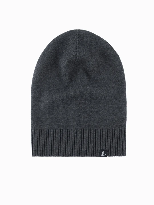 Zdjęcie produktu Zimowa męska czapka beanie z bawełnianej dzianiny – grafitowy melanż V2 Ombre Clothing