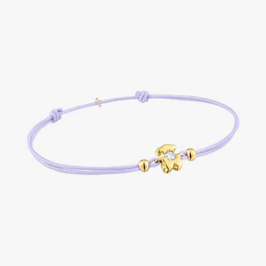 Zdjęcie produktu Złota Bransoletka Z Laboratoryjnie Hodowanym Diamentem I Fiołkowo-Różowym Nylonem Tous Lili - Tous LILAC