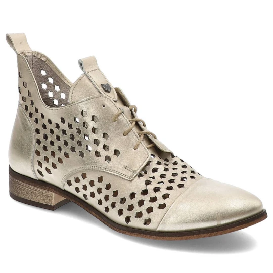 Zdjęcie produktu Złote Botki Armodo Skórzane Stylowe Buty Damskie