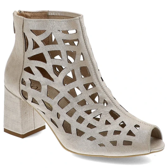 Zdjęcie produktu Złote Botki Exquisite Skórzane Buty Damskie