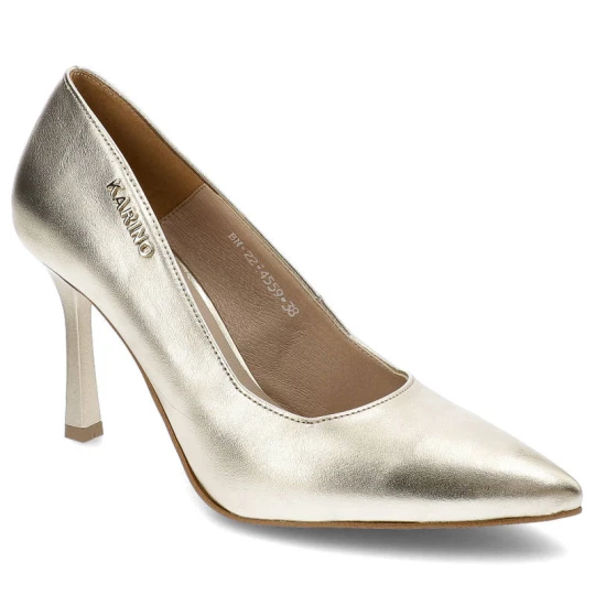 Zdjęcie produktu Złote Czółenka Karino Eleganckie Skórzane Buty