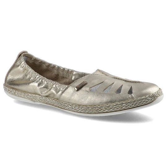 Zdjęcie produktu Espadryle damskie Lemar, ażurowe na płaskiej podeszwie, złote, 10090