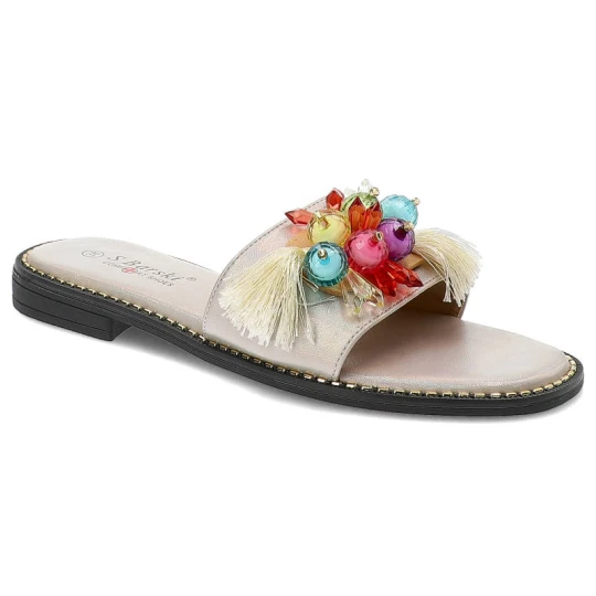 Zdjęcie produktu Złote Klapki S.Barski Modne Buty Na Lato
