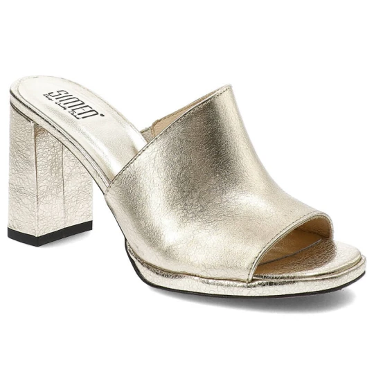 Zdjęcie produktu Złote Klapki Simen Stylowe Buty Damskie