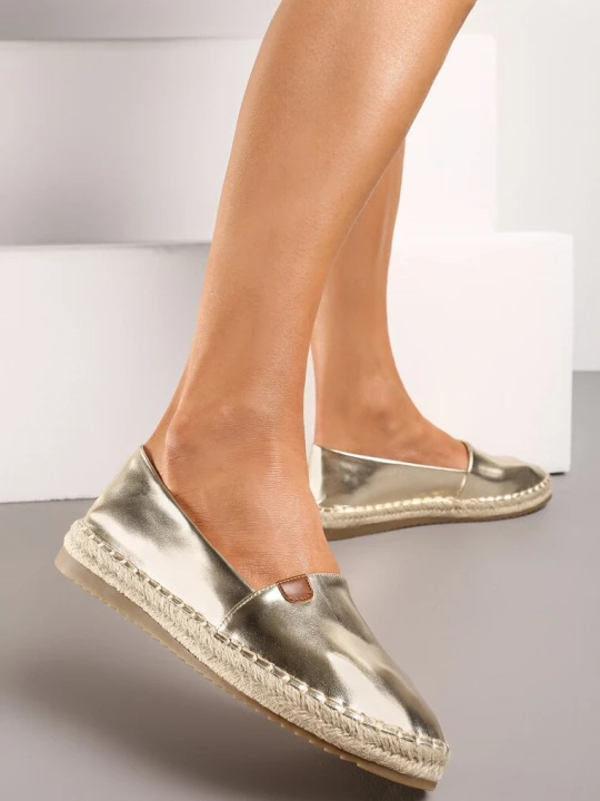 Zdjęcie produktu Złote Płaskie Casualowe Espadryle w Stylu Boho Lephea