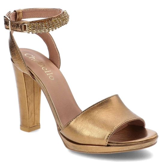 Zdjęcie produktu Złote Sandały Chebello Stylowe Skórzane Buty