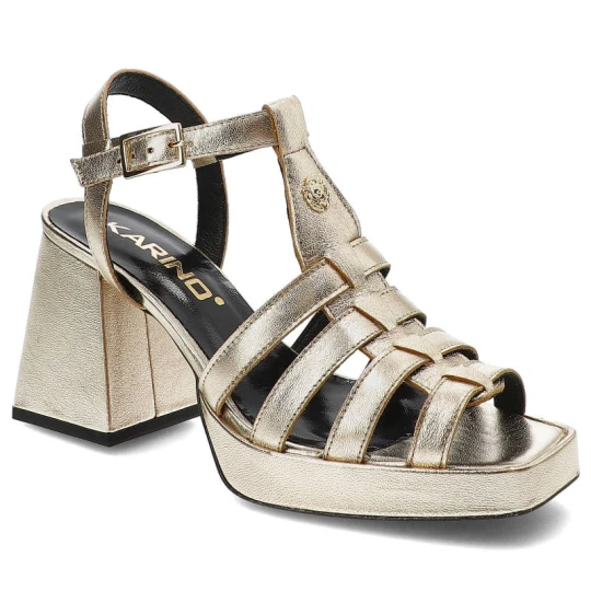 Zdjęcie produktu Złote Sandały Karino Eleganckie Skórzane Buty