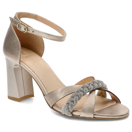 Zdjęcie produktu Złote Sandały Kordel Eleganckie Buty Na Obcasie