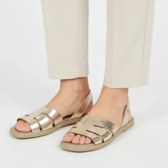Zdjęcie produktu Złote Sandały Lemar Skórzane Buty Na Lato