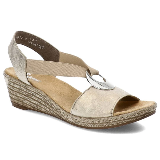 Zdjęcie produktu Złote Sandały Rieker Eleganckie Buty Damskie