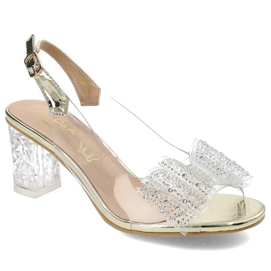 Zdjęcie produktu Złote Sandały S.Barski Eleganckie Buty Na Obcasie
