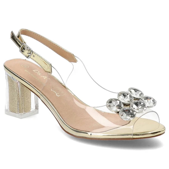 Zdjęcie produktu Złote Sandały S.Barski Eleganckie Buty Na Słupku