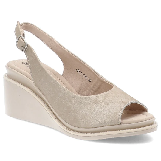 Zdjęcie produktu Złote Sandały S.Barski Eleganckie Obuwie Damskie Na Koturnie