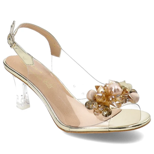Zdjęcie produktu Złote Sandały S.Barski Zdobione Eleganckie Obuwie Damskie