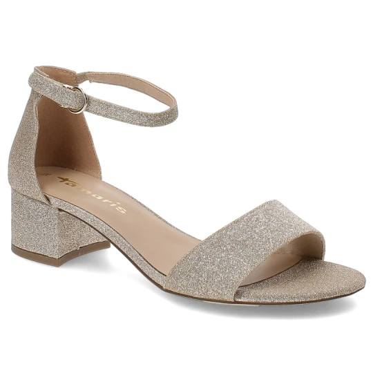 Zdjęcie produktu Złote Sandały Tamaris Eleganckie Obuwie Damskie Na Obcasie