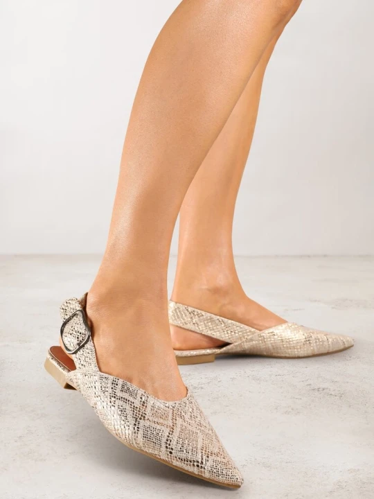 Zdjęcie produktu Złote Sandały Vices Typu Slingback z Wkładką ze Skóry Naturalnej Rallora
