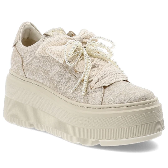 Zdjęcie produktu Złote Sneakersy Chebello Stylowe Obuwie Damskie Na Platformie