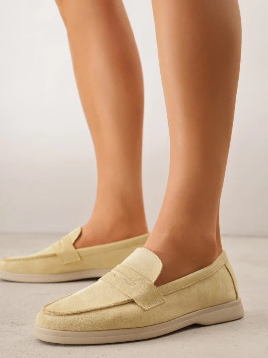 Zdjęcie produktu Żółte Mokasyny Casual VICES z Imitacji Zamszu z Wkładką ze Skóry Naturalnej Sheiris