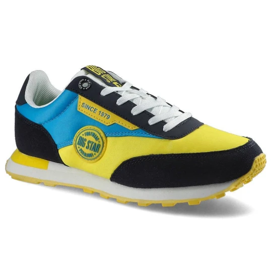 Zdjęcie produktu Sneakersy damskie Big Star, sznurowany fason cholewka z materiałów łączonych – tekstylna z elementami syntetycznymi sportowa lekka forma niska cholew niebieski