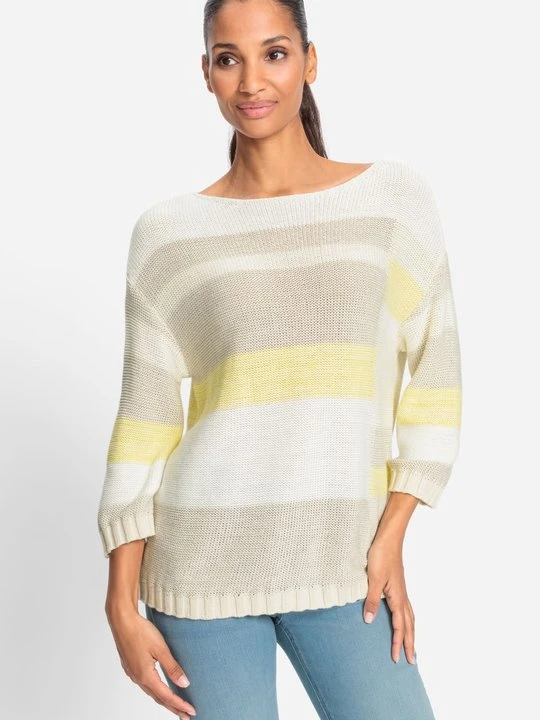 Zdjęcie produktu Żółty sweter damski Cora w pasy – Marina City Olsen