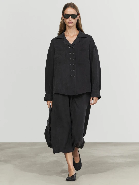 Zdjęcie produktu Zwiewna Koszula Dwurzędowa - Szary Antracytowy - Massimo Dutti - Female