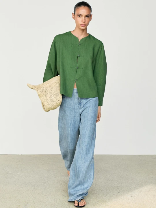Zdjęcie produktu Zwiewna Koszula Wierzchnia Z Guzikami – Total Look - Zielononiebieski - Massimo Dutti - Female
