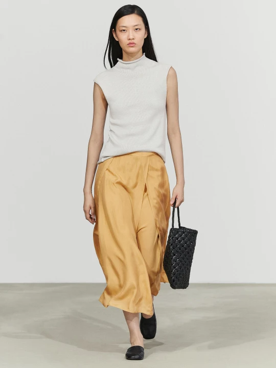 Zdjęcie produktu Zwiewna Spódnica Midi W 100% Z Jedwabiu - Żółty - Massimo Dutti - Female
