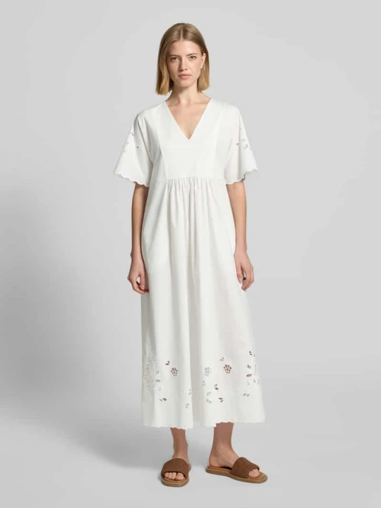 Zdjęcie produktu Zwiewna sukienka casual z czystej bawełny model 'TARTUFO' Weekend Max Mara Biały