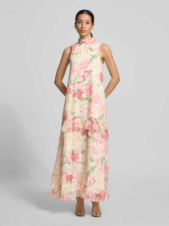 Zdjęcie produktu Zwiewna sukienka maxi z falbanowym detalem model 'SANNA' Vero Moda Jasnoróżowy