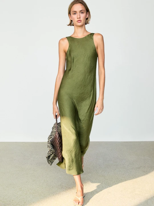 Zdjęcie produktu Zwiewna Sukienka Midi - Zielony - - Massimo Dutti - Female