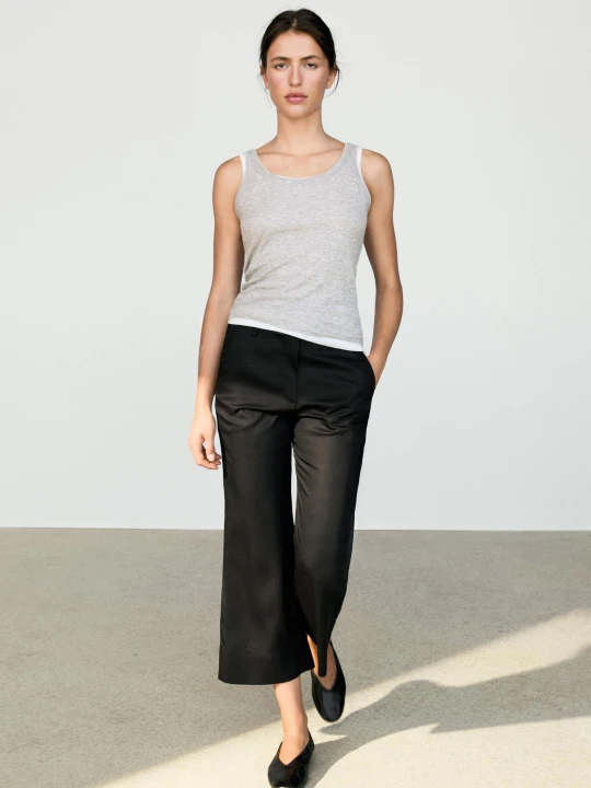Zdjęcie produktu Zwiewne Spodnie Dzwony Do Kostek - Czarny - Massimo Dutti - Female