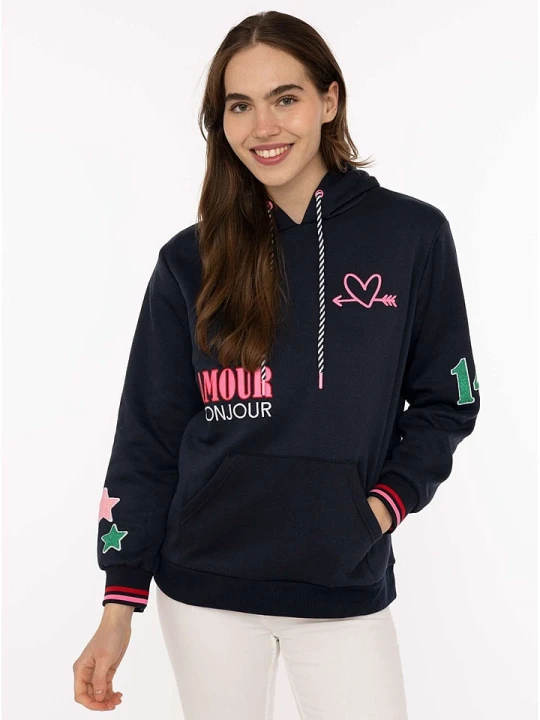 Zdjęcie produktu Zwillingsherz Bluza "Bonjour ZH" w kolorze granatowym rozmiar: L / XL