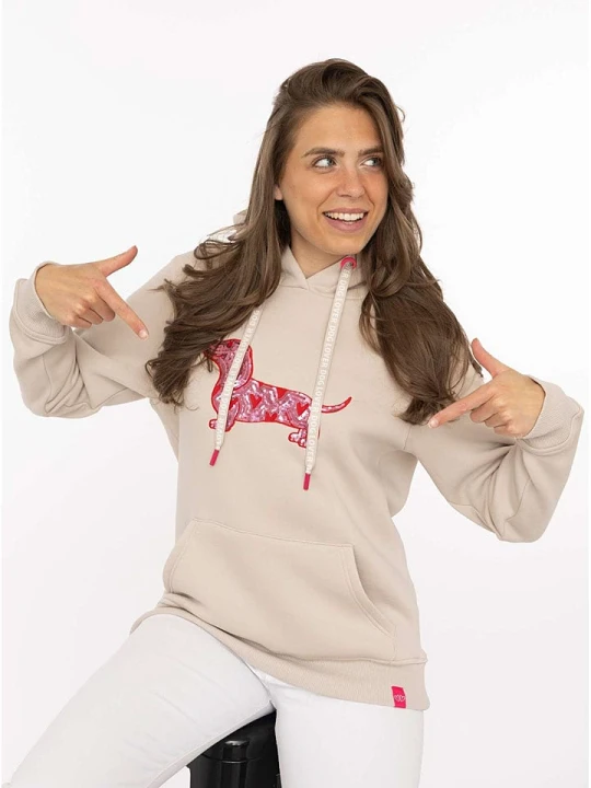 Zdjęcie produktu Zwillingsherz Bluza "Dachshund Heart" w kolorze beżowym rozmiar: S