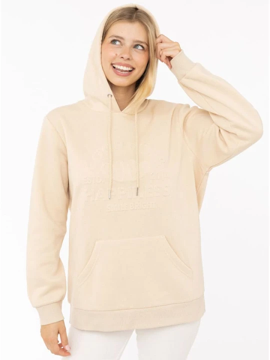 Zdjęcie produktu Zwillingsherz Bluza "Happiness Vibes" w kolorze beżowym rozmiar: S / M