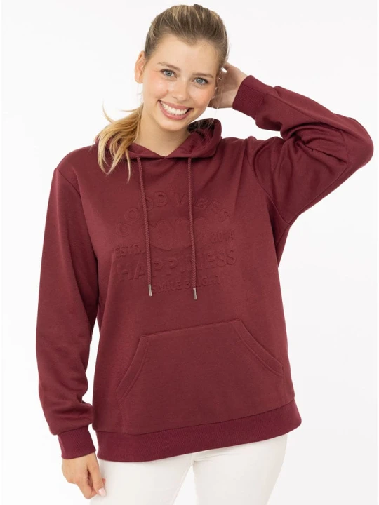 Zdjęcie produktu Zwillingsherz Bluza "Happiness Vibes" w kolorze bordowym rozmiar: S / M