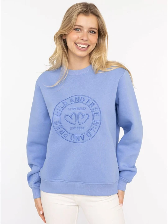 Zdjęcie produktu Zwillingsherz Bluza "Happy Vibes" w kolorze błękitnym rozmiar: S/M