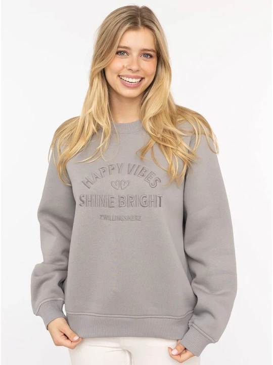 Zdjęcie produktu Zwillingsherz Bluza "Happy Vibes" w kolorze szarym rozmiar: L/XL