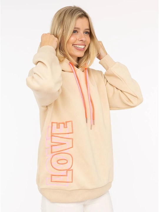 Zdjęcie produktu Zwillingsherz Bluza "LOVE 2.0" w kolorze beżowym rozmiar: S/M